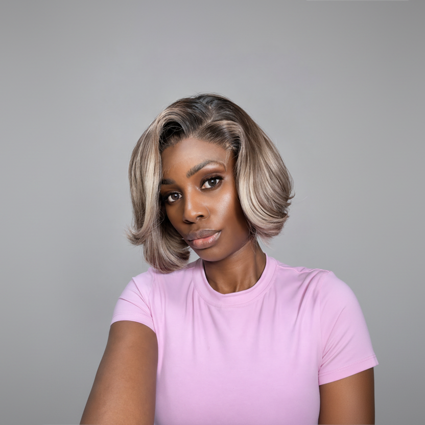 10'' 5x5 HD Raw Hair Grey Mocha Bob Wig